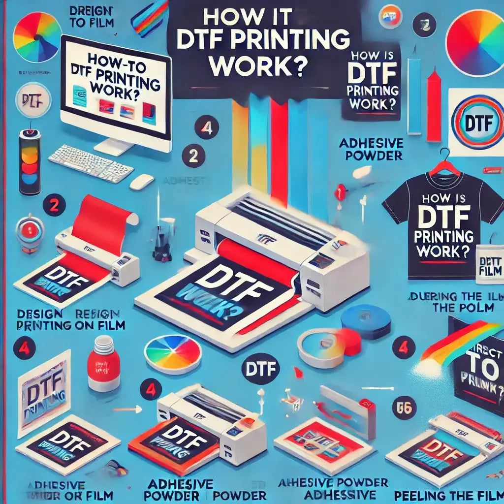 how does DTF printing works visual guide with steps and materials involved in the process of DTF printing